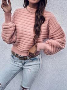 SHEIN LUNE 休閒女式下垂肩毛衣 - 粉色 - 查看 6