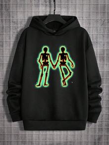 Manfinity EMRG Men Skeleton Graphic Drop Shoulder Hoodie - Black - View 3