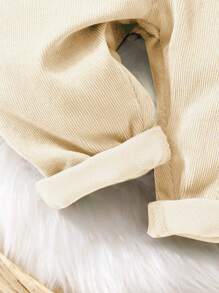 SHEIN Baby Boy Casual Solid Color Flap Pocket Bib Overall Pants - Apricot - View 5
