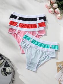 SHEIN Women's Color Block Briefs,5 Pcs - Multicolor - View 3