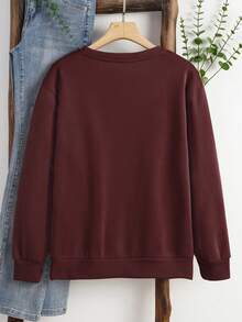 SHEIN Unity Chất rắn Lót nhiệt Áo nỉ - Màu Tím - Xem 2