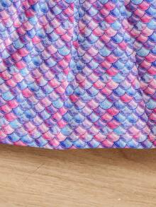 SHEIN Young Girl Fish Scales Print Dress - Multicolor - View 5