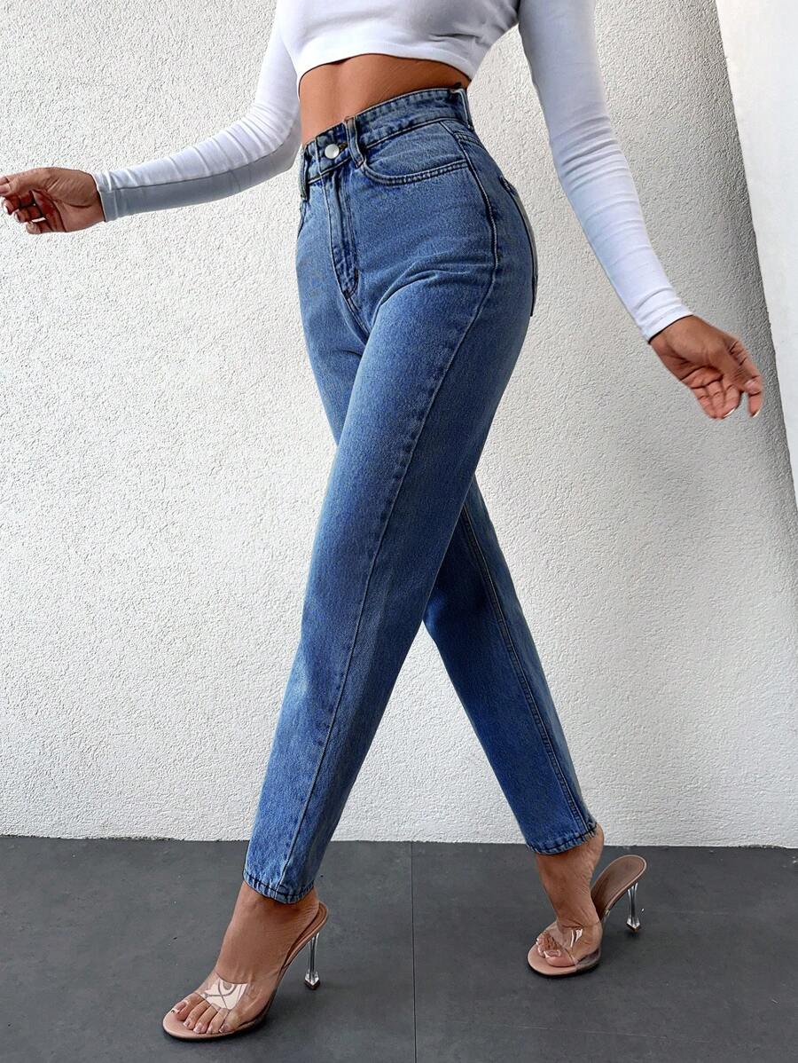 EURMUSE Women's Straight Jeans - Blue - View 1