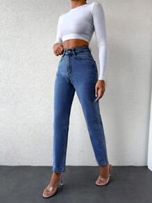 EURMUSE Women's Straight Jeans - Blue - View 4