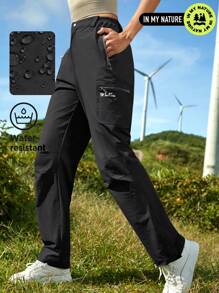 In My Nature Letter Graphic Pocket Side Outdoor Pants - Black - View 7