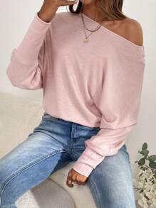 SHEIN Clasi Batwing Sleeve Solid Tee