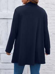 SHEIN LUNE 大碼素色扣飾前外套 - 藏蓝色 - 查看 2