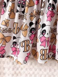 Baby Girl 2pcs Cartoon Graphic Smock Dress - Multicolor - View 5