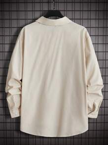 Manfinity Hypemode Men Pocket Patched Corduroy Shirt & Drawstring Waist Pants - Coffee Brown - View 9