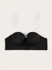 Sujetador unicolor con diseño con hebilla tubo - Negro - Ver 3