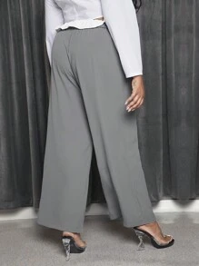 SHEIN SXY Plus Contrast Panel Plicated Detail Wide Leg Suit Pants