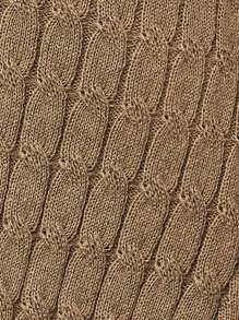SHEIN LUNE Polo Neck Cable Knit Sweater Dress - Khaki - View 5