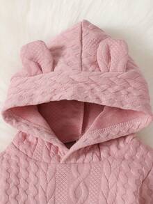 Baby Girl 3D Ear Design Hoodie & Sweatpants - Baby Pink - View 3