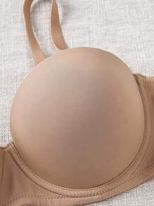 SHEIN Sujetador push up unicolor con aro - Café integral - Ver 5