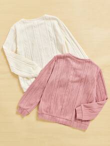 Suéter Sólido De 2 Piezas Para Niñas Preadolescentes - Multicolor - Ver 2