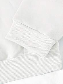 SHEIN EZwear 大碼聖誕圖案加絨內裏運動衫 - 白色 - 查看 5
