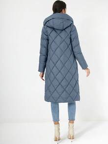 MIEGOFCE Abrigo acolchado acolchado con capucha con cordón y cremallera - Neblina azul - Ver 2