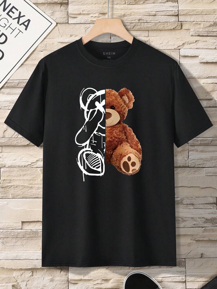 Manfinity Dauomo メンズプラス 熊プリント Tシャツ | SHEIN JAPAN