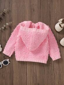 Baby Girl Button Front Hooded Cardigan