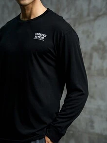 Manfinity Sport Corelite Áo thun tập thể dục thể thao có khẩu hiệu nam - màu đen - Xem 3