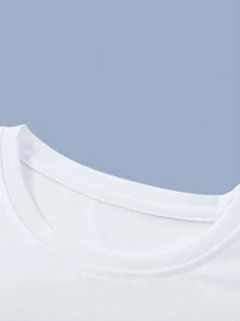 Manfinity Homme 男士字母印花t恤 - 白色 - 查看 3