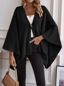 SHEIN LUNE tay cánh Viền không đối xứng Áo Cardigan - màu đen - Xem 1