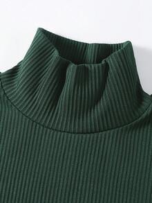 Cậu bé Tween 3pcs Chi tiết Patched thư Cổ cao Áo thun - màu xanh lá - Xem 5