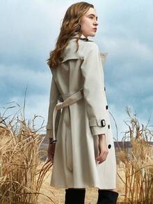 JAZZEVAR 雙排釦腰帶風衣外套 - 白色 - 查看 2