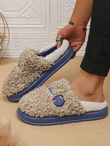秋天&冬天濃烈香調毛茸茸舒服的男士室內拖鞋 - 卡其色 - 查看 4