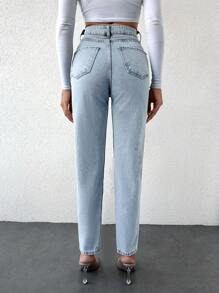 EURMUSE Women's Straight Jeans - Light Wash - View 2