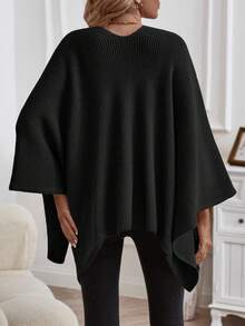 SHEIN LUNE tay cánh Viền không đối xứng Áo Cardigan - màu đen - Xem 2