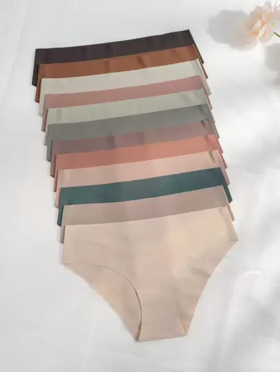 12入組女士實色三角褲