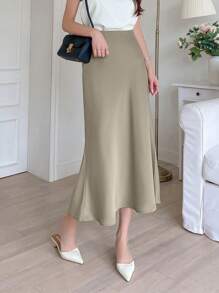 DAZY High Waist Mermaid Hem Skirt - Apricot - View 6