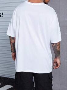 Manfinity Homme 男士字母印花t恤 - 白色 - 查看 2