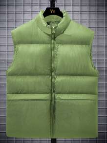 Manfinity Homme Chaleco de talla grande para hombre, de ajuste holgado, con cremallera y de un solo color - verde menta - Ver 1