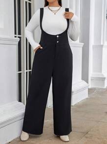 Calvaya Hơn Chất rắn Túi nghiêng Tổng thể Jumpsuit Without Tee - màu đen - Xem 4