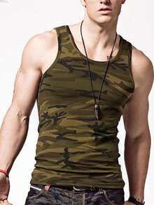 Men Camo Print Sleep Tank Top - Multicolor - View 4