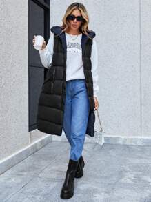 SHEIN Cottnline Women'S Hooded Sleeveless Padded Jacket - Multicolor - View 4