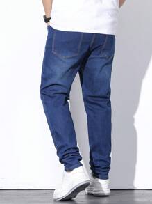 Manfinity Hypemode Men's Plus Size Denim Jeans With Pockets - Blue - View 2