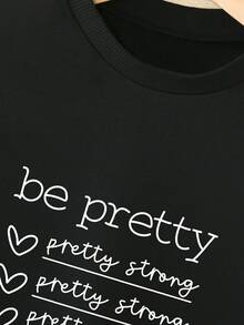 Young Girl Letter Graphic Sweatshirt - Black - View 6