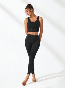 Lifespree Solid High Stretch Sports Set - Black - View 1