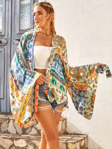 S BETRO 1件花卉印花束腰和服外套 - 彩色 - 查看 7