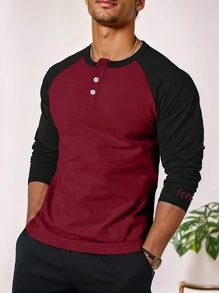 Manfinity Áo thun nam tay Raglan màu khối cỡ lớn - Nhiều màu - Xem 1