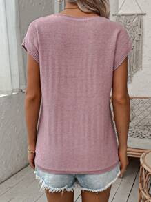 SHEIN LUNE 鋸齒圖案蝙蝠袖針織上衣 - 淺灰紫 - 查看 2