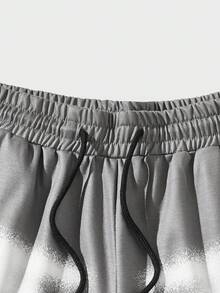 ROMWE MEN Street Life Nam Lá thư & In Thiên sứ Eo dây rút Quần thể thao - Xám - Xem 4