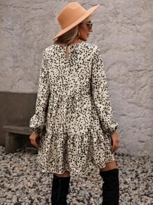 SHEIN LUNE Vestido smock con estampado de lunares bajo con fruncido