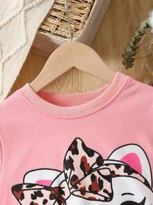 SHEIN Cô Gái Trẻ Đồ họa Hoạt hình Áo nỉ & In hoa Báo Xà cạp - Nhiều màu - Xem 4