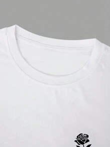 Manfinity Men Plus Size Rose Print T-Shirt - White - View 4