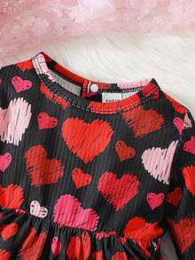 Baby Girl Heart Print Dress - Multicolor - View 4