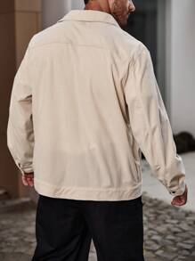 Manfinity Homme Men Plus Patched Detail Dual Pocket Corduroy Shacket - Apricot - View 2